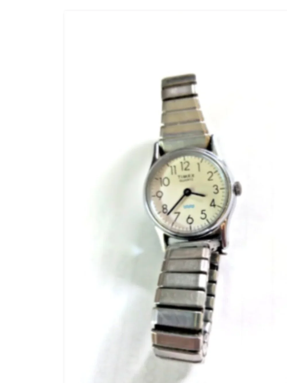 Vtg Timex K Cell Quartz Women's Watch Silver Tone Stretch Band Runs New Battery